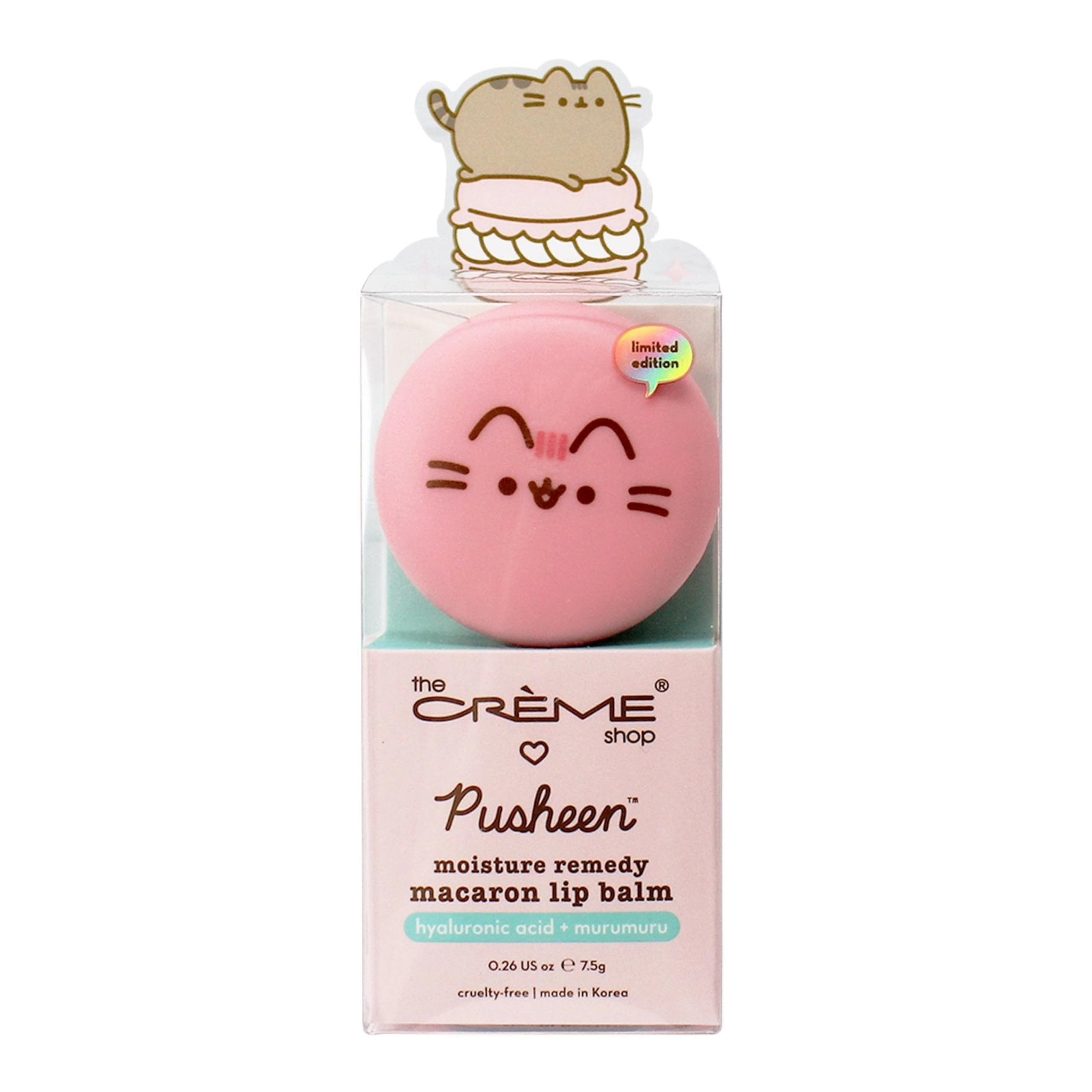 The Crème ShopX PUSHEEN Strawberry Dream Cute Macaron Lip Balm with Murumuru Seed Butter and Hyaluronic Acid for Hydration Vegan and Cruelty-Free Formula For Dry Lips