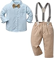 Vista 1 de Conjuntos de pantalones para bebés niños de Boarnseorl, conjuntos de caballero para niños pequeños, camisa de manga larga para bebé + pantalones +