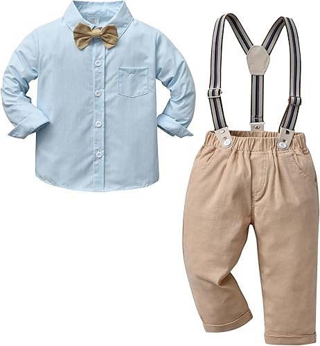 Conjuntos de pantalones para bebés niños de Boarnseorl, conjuntos de caballero para niños pequeños, camisa de manga larga para bebé + pantalones +