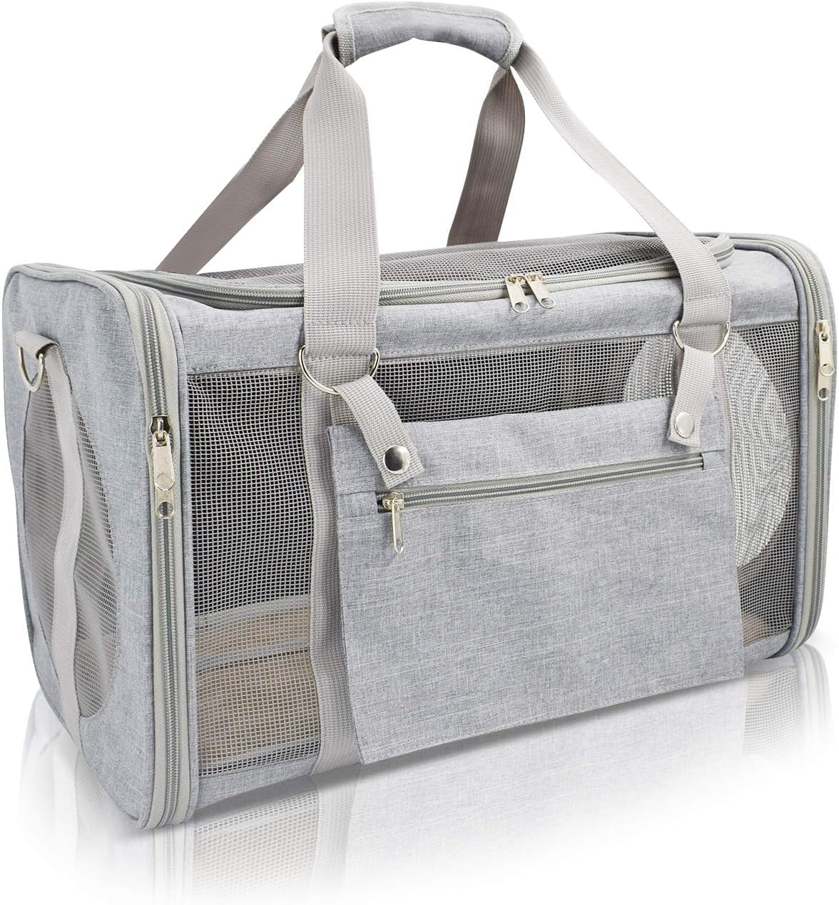 PETCUTE Transportín Perro Gato Bolsa De Transporte Plegable para Mascotas Jaulas para Perros Pequeño Medianos Coche Avion Cabina homologado Portador de Viaje hasta 10 Kg