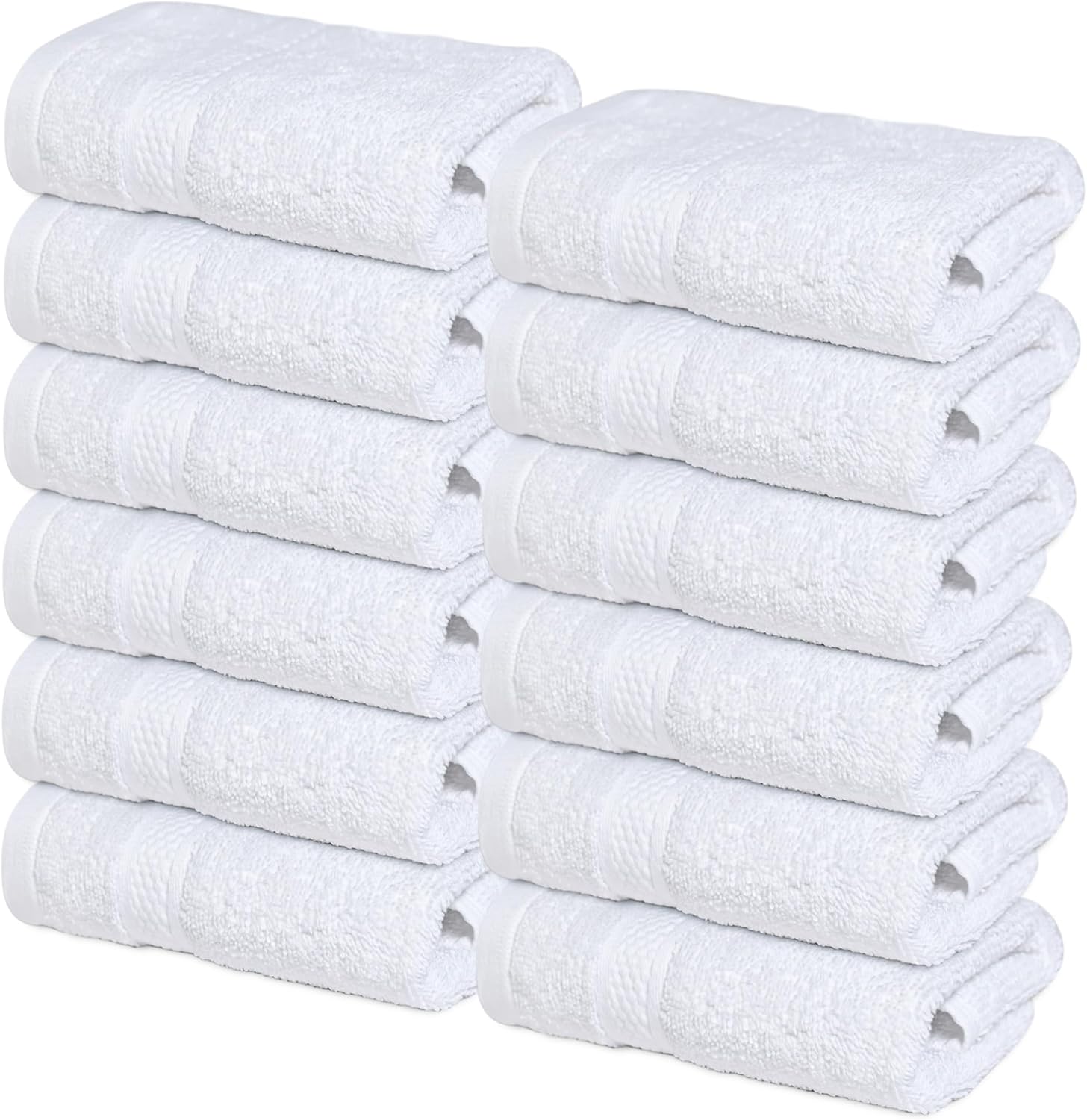 Infinitee Xclusives Luxury Wash Cloths for Showering [13x13] – 100% Cotton Washcloths [Pack of 12], Soft and Absorbent Face Towels for Bathroom Wash Clothes, Gym, and Spa (Brilliant White)