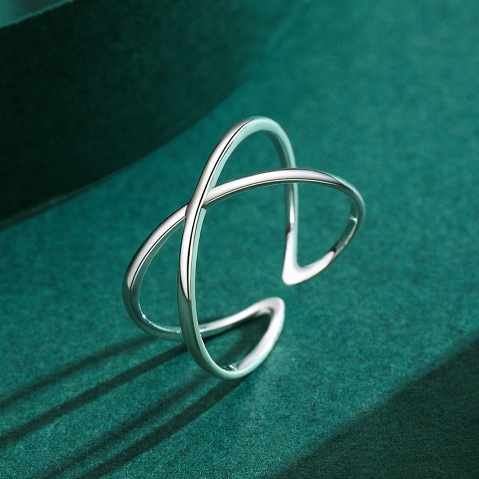 Anillos de compromiso de oro blanco para mujer, auténticos, anillos de boda cruzados, sin piedras, 9 K/14 K, oro real, anillos de boda abiertos para mujeres