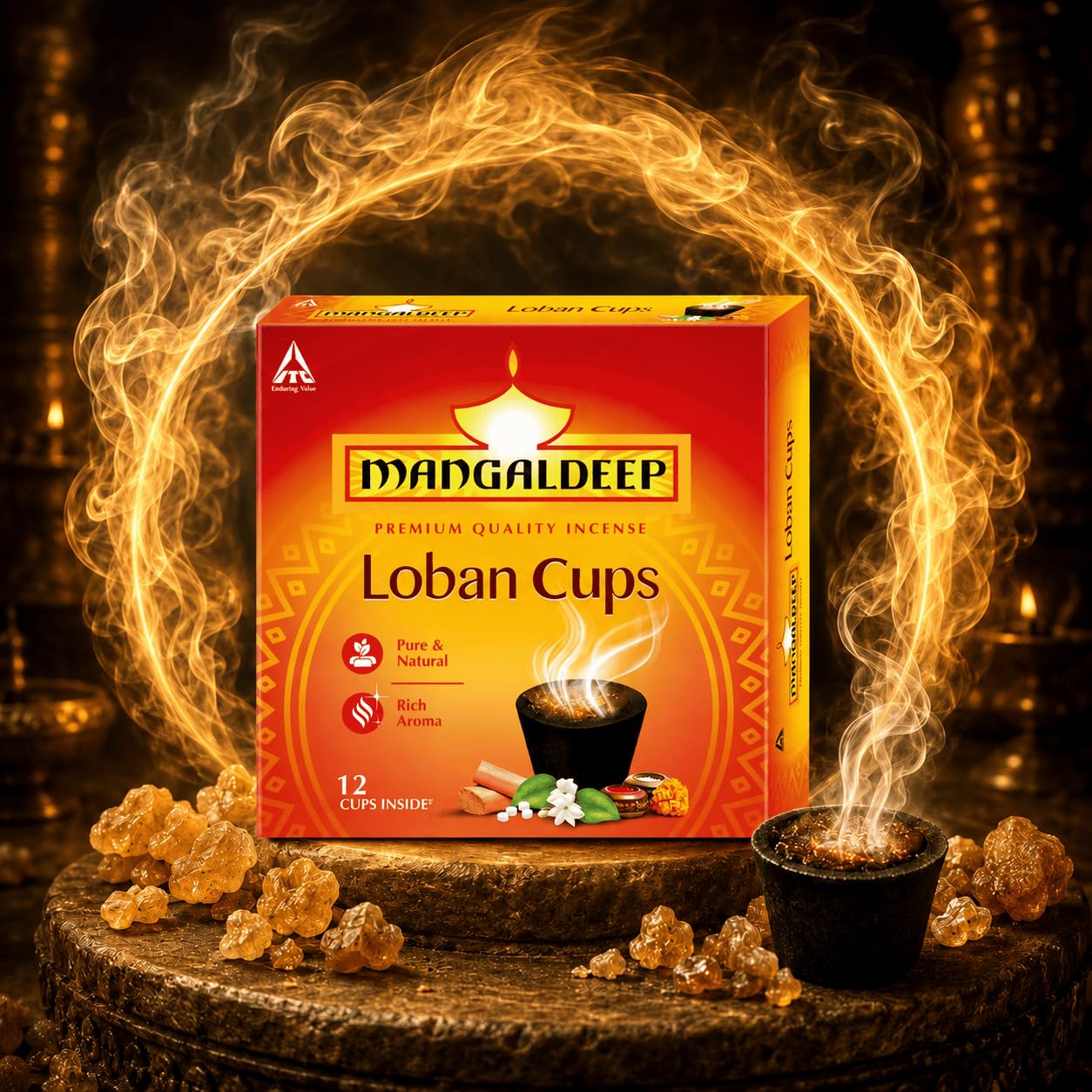 Mangaldeep Loban Cups - Pure & Natural - Rich Aroma (12 Cups)-image-33