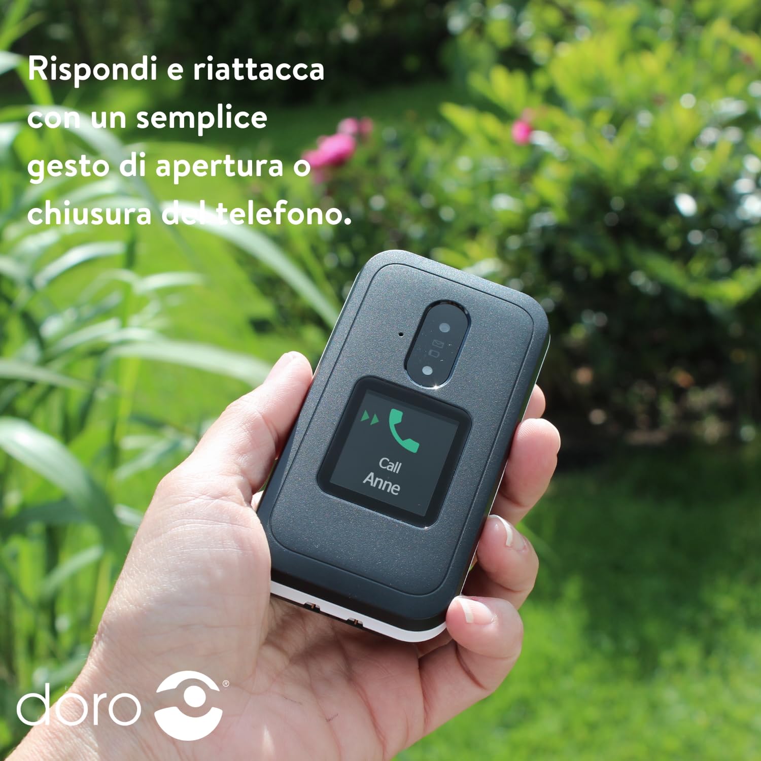Doro Leva E30, Cellulare per Anziani 4G a Conchiglia, Display 2.8" + Schermo Esterno, Tasti Grandi, Audio Chiaro, Tasto SOS, Nero/Bianco