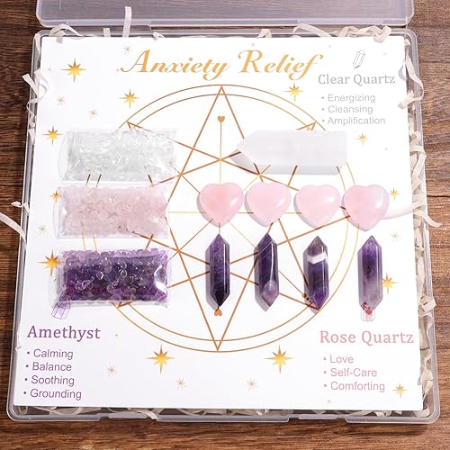 Miniatura 5 de Raicegs Juego de 6 piedras de preocupación para el pulgar para curación de la ansiedad, piedras preciosas de reiki para aliviar el estrés, bolsillo