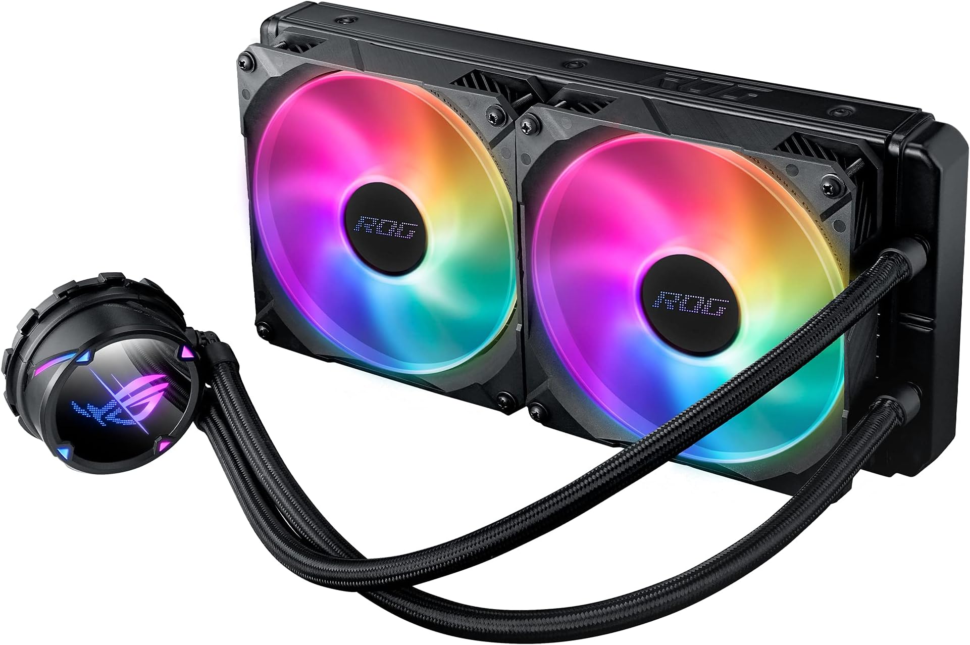 ASUS ROG Strix LC II 280 ARGB all-in-one liquid CPU cooler(AIO) with Aura Sync, AMD AM4/TR4, and Intel LGA 1150/1151/1155/1156/1200/2066 support, dual ROG 140 mm addressable RGB radiator fans