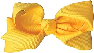 4 Inch Grosgrain Hair Bow for Girls (Yellow)