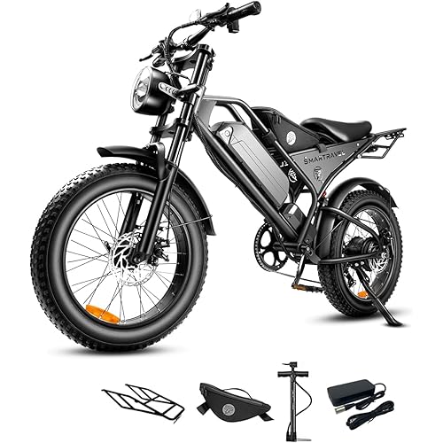 DK400 Electric Dirt Bike for Adults 20 inch Fat tire Bikes 30-40mph 18ah 1500w Mountain ebike Heavy Duty 300+ lbs Off Road 40 Miles Long Range Bicycle for Commuter Mens Teens Girls e-Bike