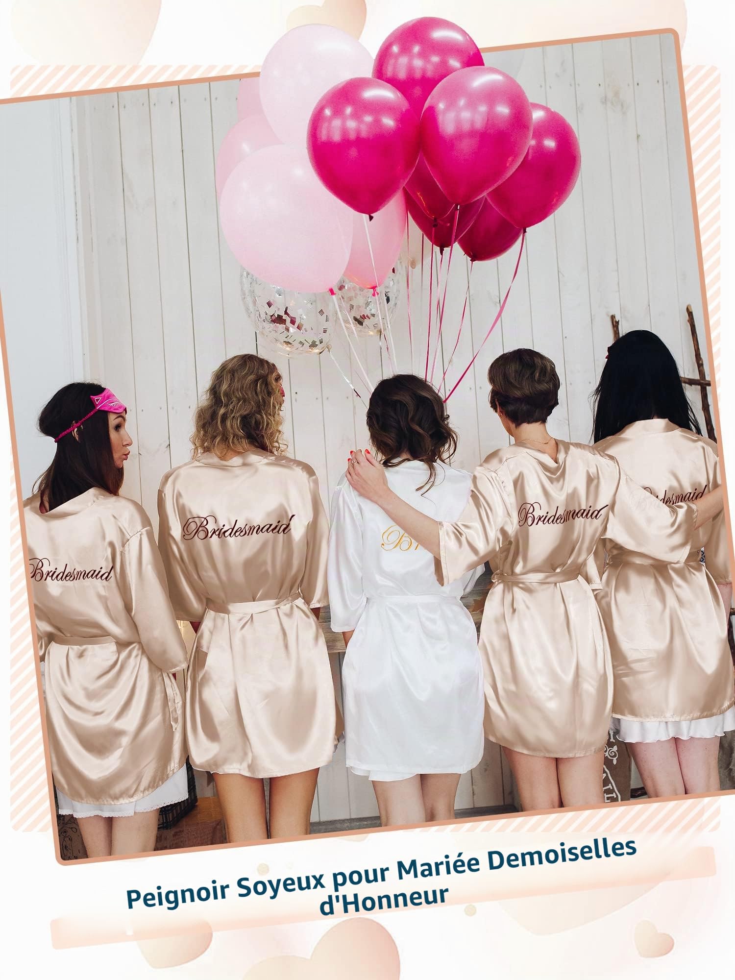 Geyoga Lot de 7 peignoirs en satin soyeux pour demoiselles d'honneur