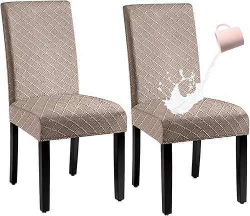 Miniatura 13 de Juego de 6 fundas impermeables para sillas de comedor extragrandes (caqui, juego de 6 XL))