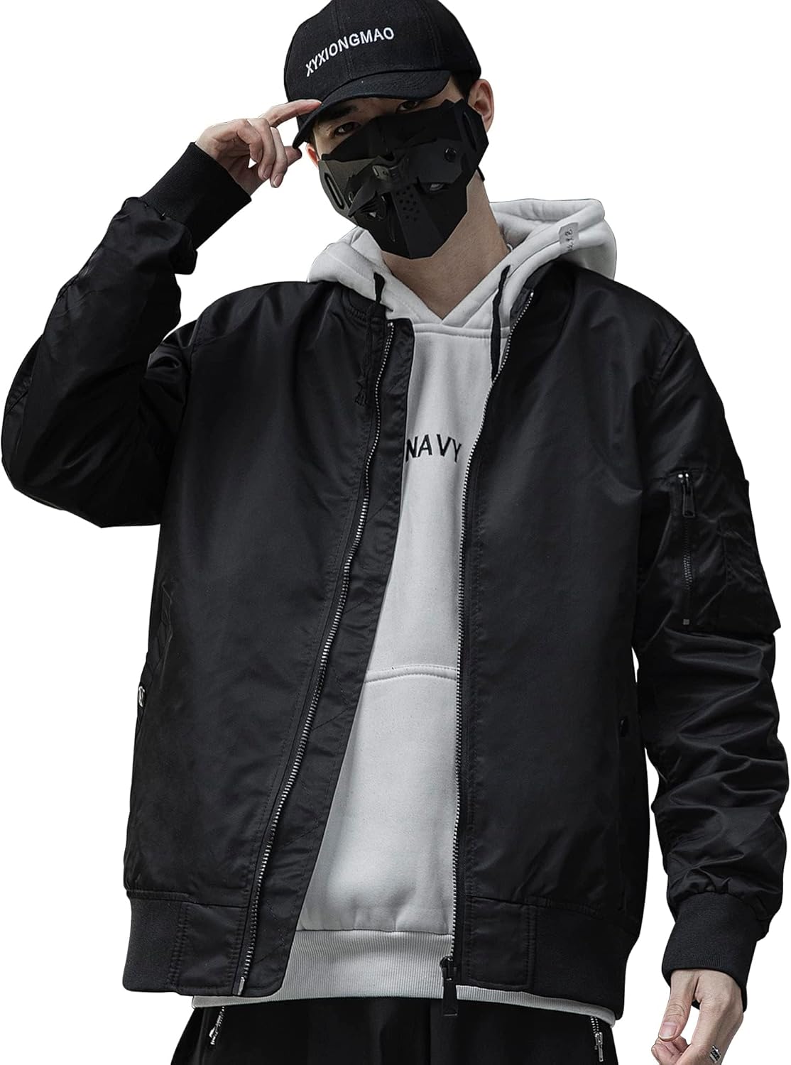 XYXIONGMAO Men's Techwear Flight Lightweight Bomber Military Jackets Tactical Zipper Streetwear Windbreakers