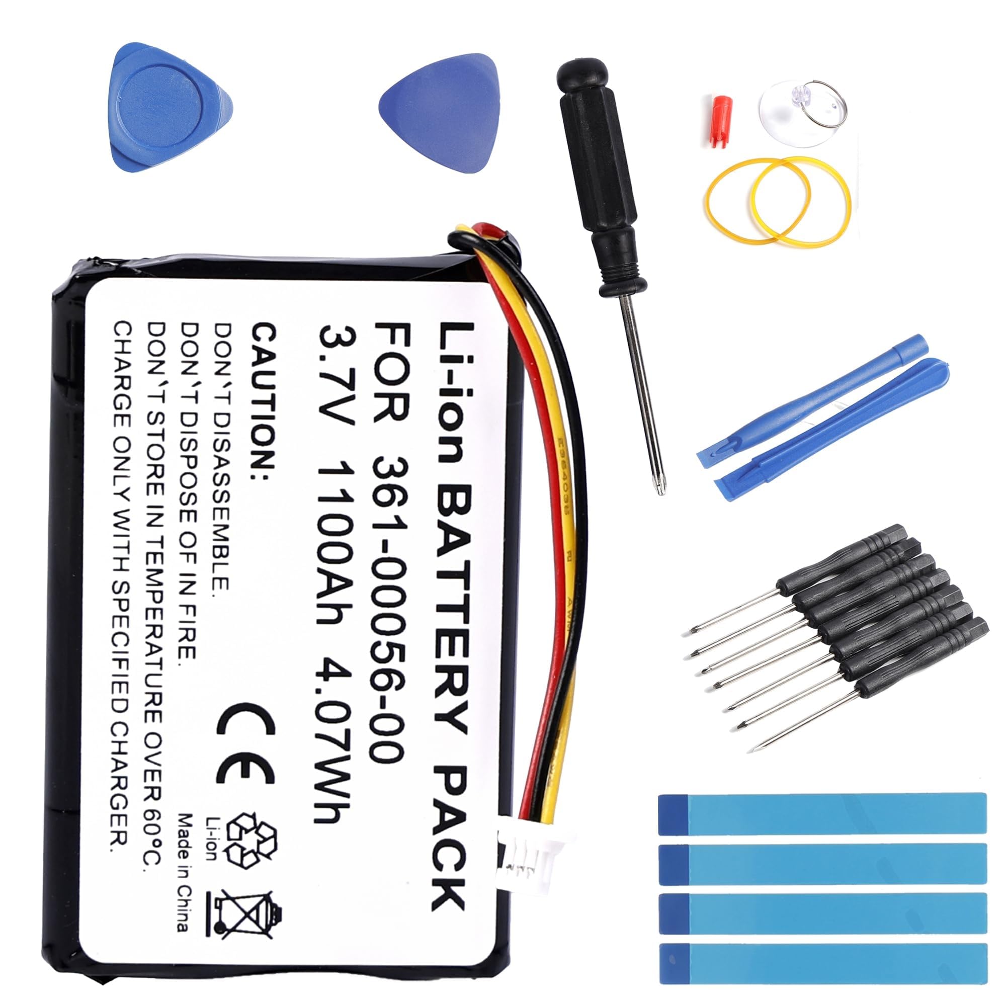 Li-ion Battery 3.7 V 1100 mAh Compatible with Garmin GPS Drive 50 LM, Drive 51LMT-S, DriveSmart 5 LMT, Nuvi 30, Nuvi 50LM, Nuvi 52, Nuvi 52LMT, Nuvi 55LMT 361-00056-00 + Repair Tool