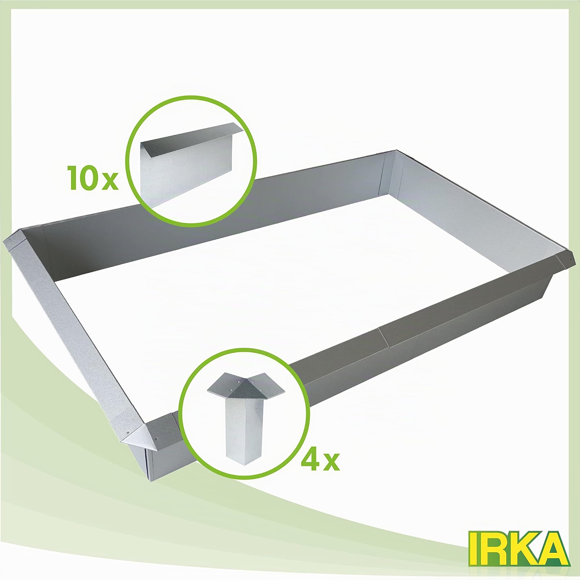 IRKA Schneckenzaun Typ2 Komplett-Set Alu Zink 25 x 0,05 cm | Beeteinfassung, 10x Seitenteil, 4X Eckverbinder