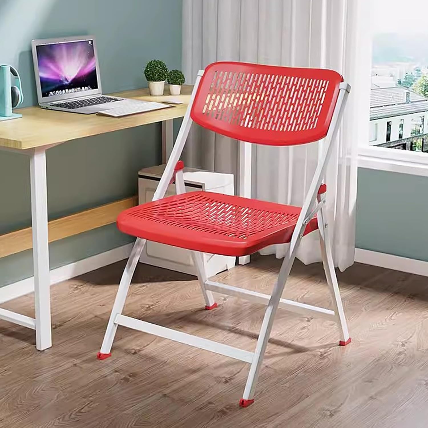 Plastic Folding Chair, Folding for Wedding Party Outdoor Indoor and Office, Portable Commercial(Yellow,4)