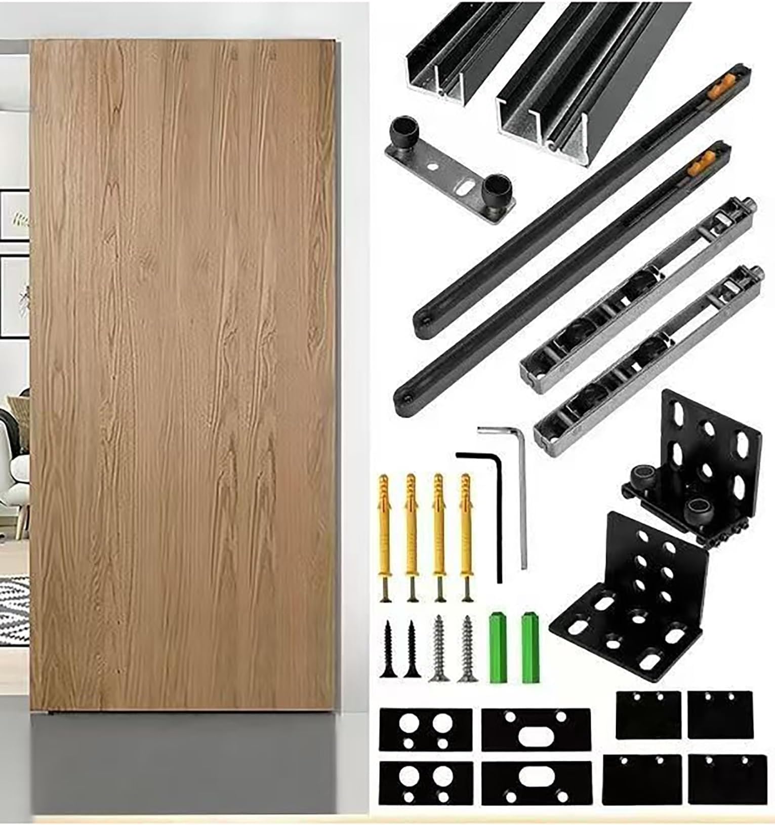 Concealed Sliding Door Kit - Motorized Hardware for Hidden Installation, Compatible with Wood and Glass Doors, Ideal for Bedrooms and Closets