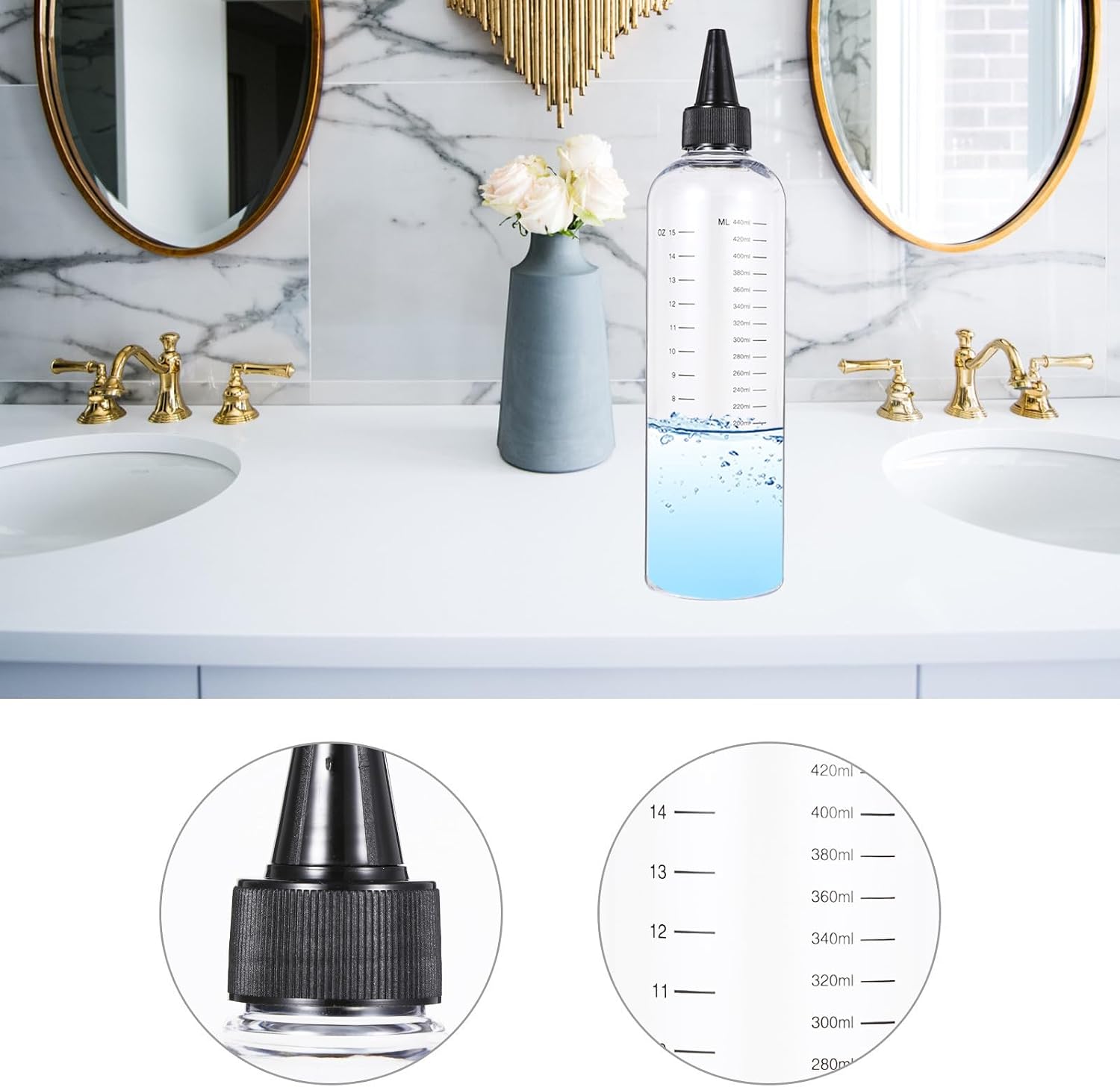 Zerodeko 12pcs 500ml Plastic Squeeze Bottles with Scale, Anti-leak Hair Perm Liquid Bottles Made of Pet and Pp, for Travel and Hair Salon Use
