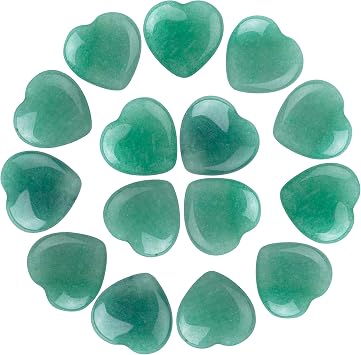 10 PCS Heart Green Aventurine Crystals, Natural Polished Green Aventurine Stone, Heart Love Carved Healing Crystal Worry Stone