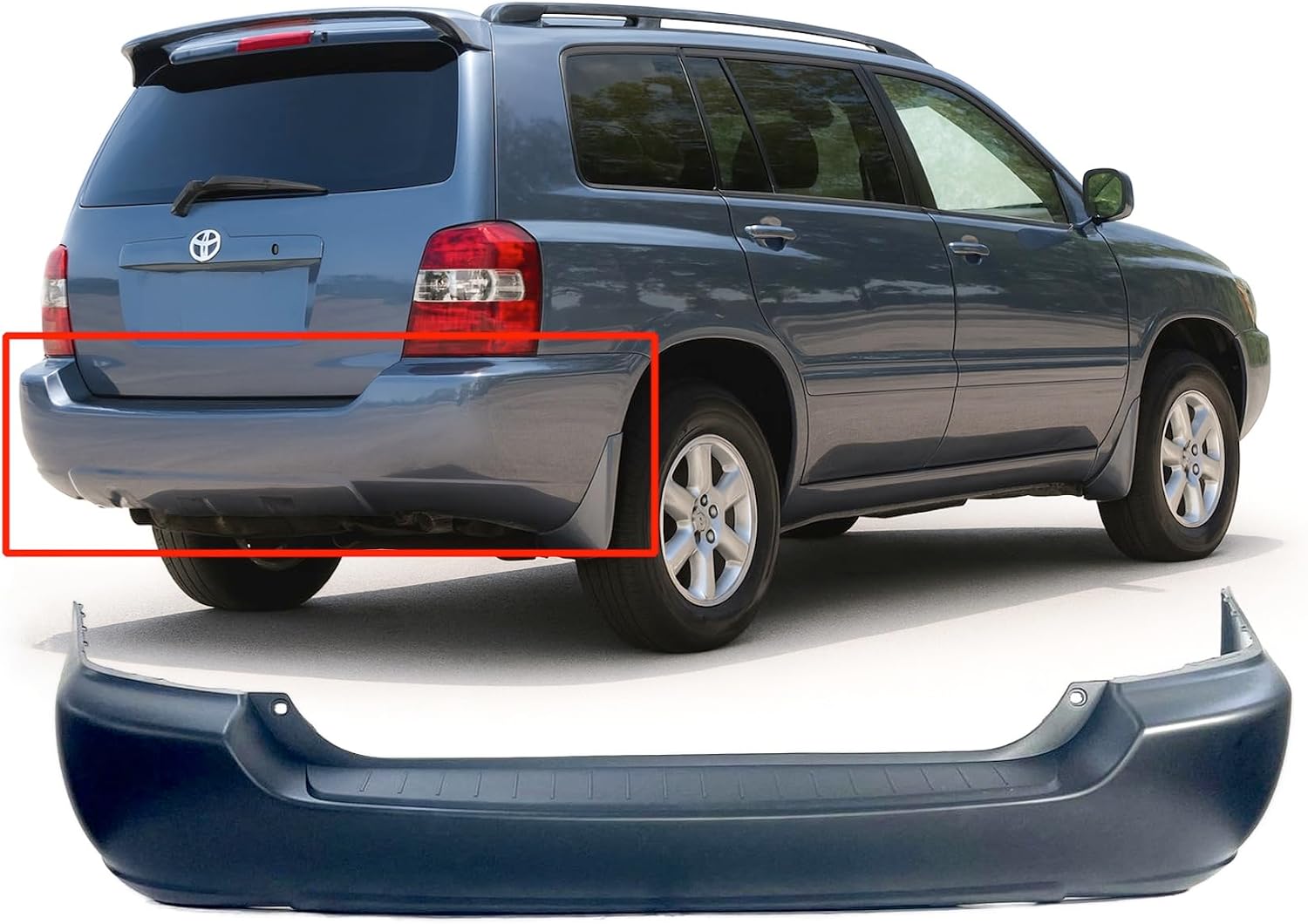 FitParts Compatible With Rear Plastic Bumper Cover Fascia 2004 2005 2006 2007 Toyota Highlander 04 05 06 07. New, Primed & Ready for Paint. TO1100231 5215948904