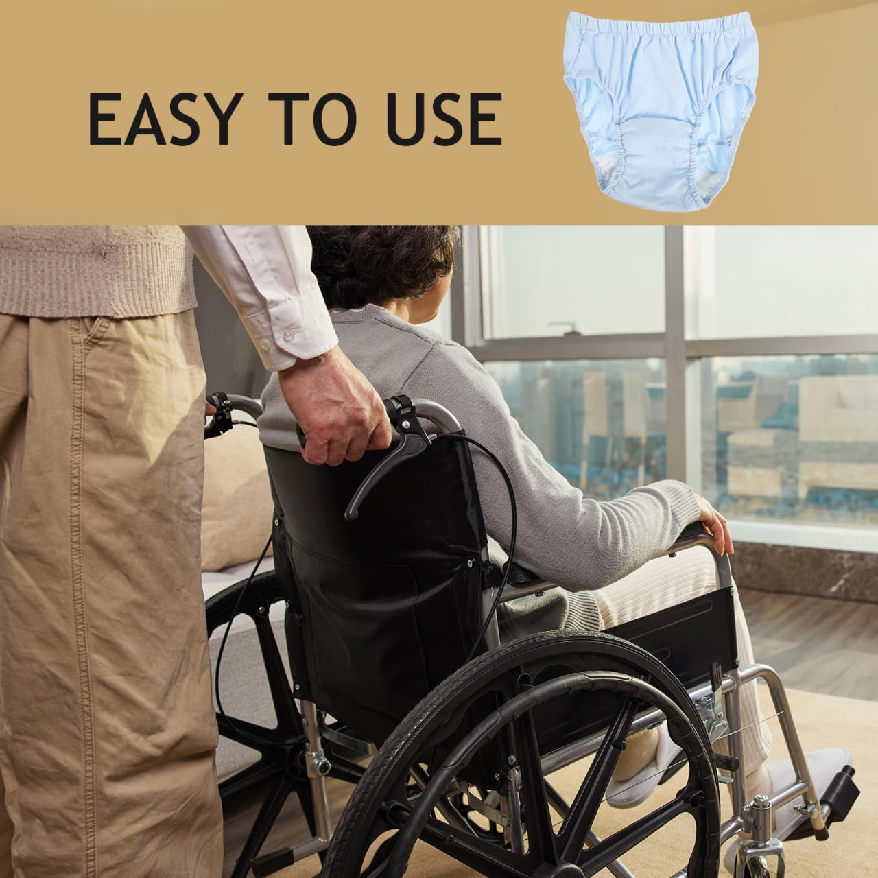 FOMIYES Pannolino adulto per pannolini per adulti Riutilizzabile: pantaloni per pannolini in stoffa lavabili elastici per adulti per mutande per incontinenza disabilità anziana blu