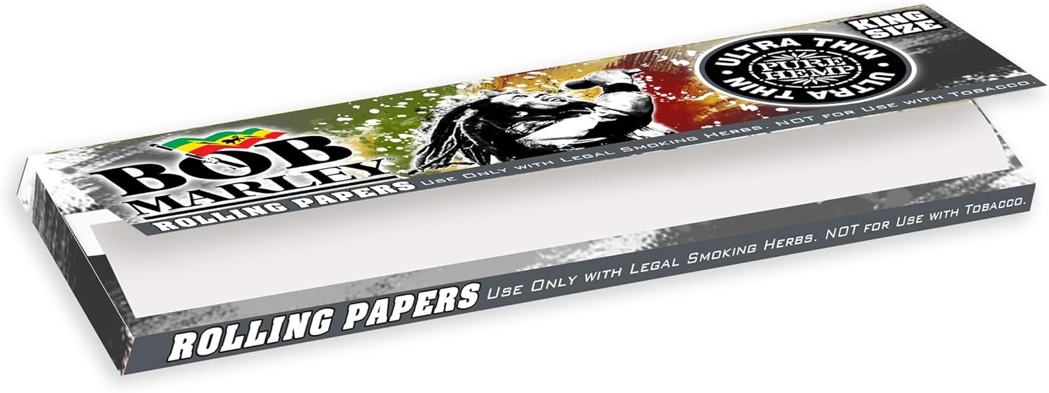 Bob Marley Rolling Paper - King Size (110mm) Ultra Thin Paper - Box of 50 Booklets! (33 Leaves Per Book)