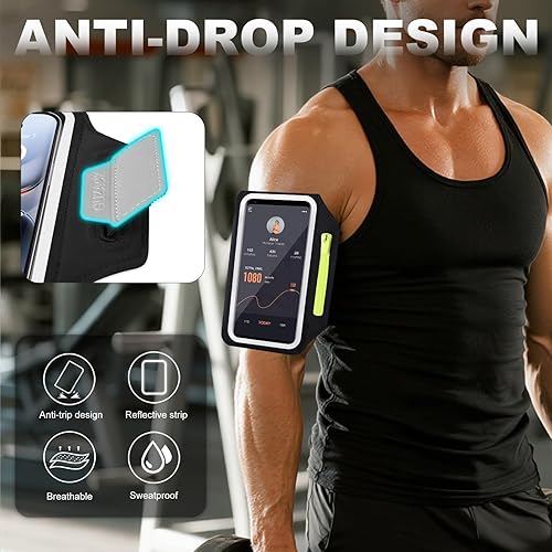 Miniatura 6 de Brazalete para correr con funda para auriculares y ranura para tarjetas, soporte para teléfono para iPhone 16 15 14 Pro Max Plus Galaxy S25 S24 S23