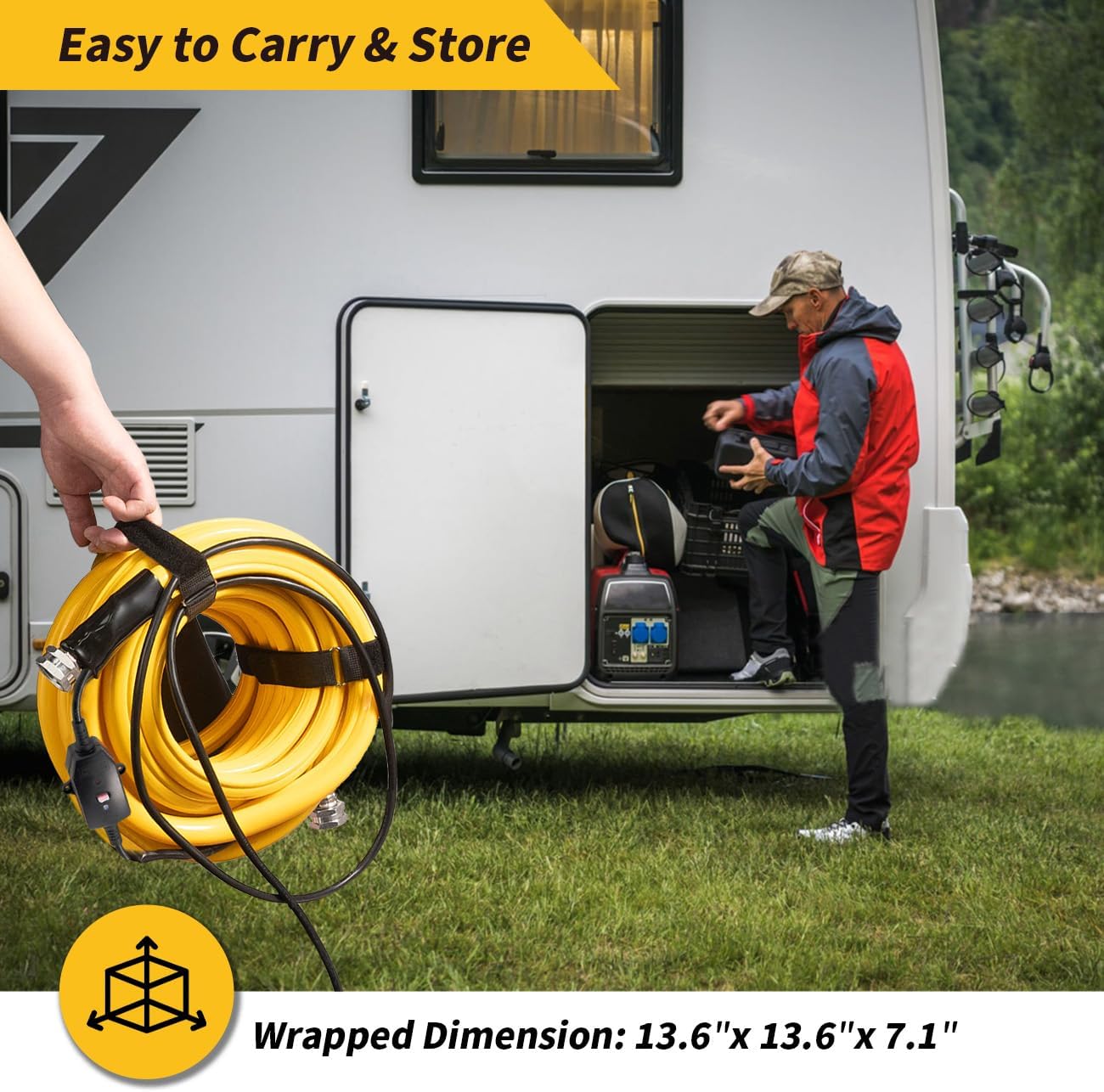 UTOOL 50 FT Heated Water Hose for RV Camper with 90 Degree Elbow, NSF 372 Drinking Water Certified Garden Hose, Automatic Thermostat Antifreeze Protection to -40°F, 5/8" ID, 3/4" GHT Adapter
