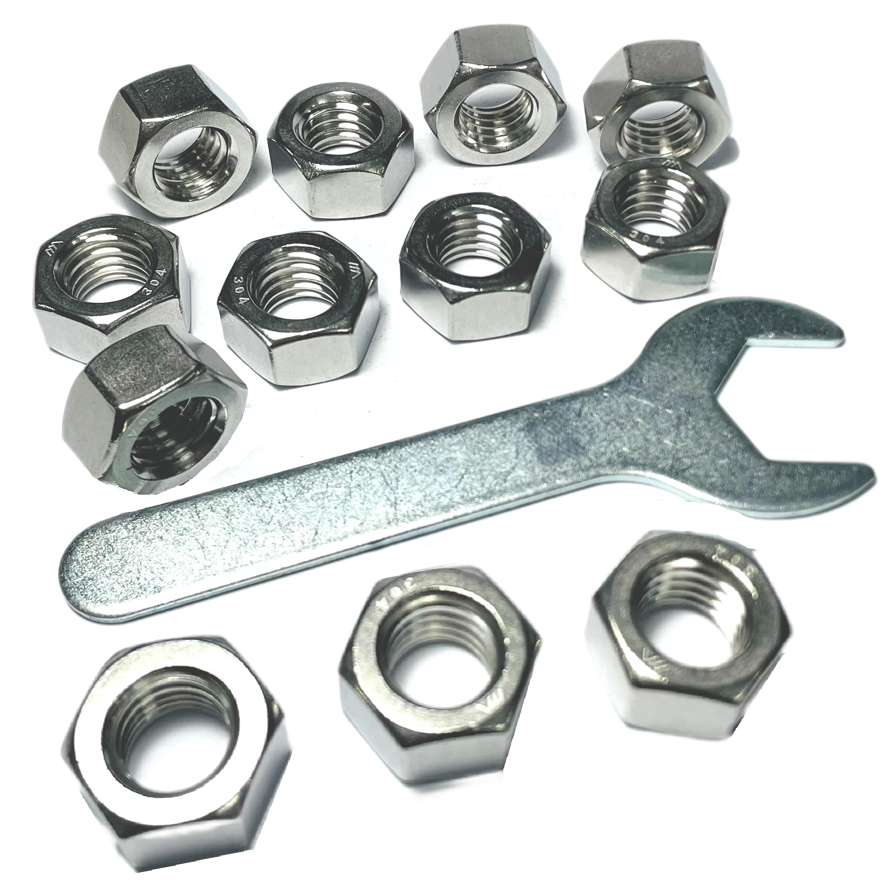 ZQToday 12pcs 9/16-12 Hex Nuts,304 Stainless Steel Hex Nuts Fasteners with 9/16 Hex Nut Driver Wrench,Bright Finish