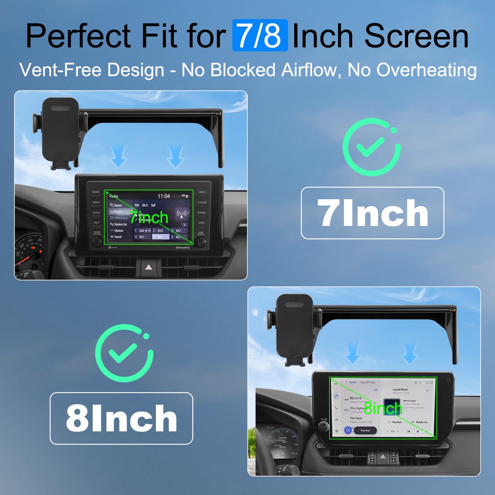 KAKSEY Car Phone Holder Compatible with Toyota RAV4 2019-2025 Auto Accessories 7/8 Inch Screen Fixed Clip, Mobile Cellphone Mount Navigation Screen Bracket Hands-Free