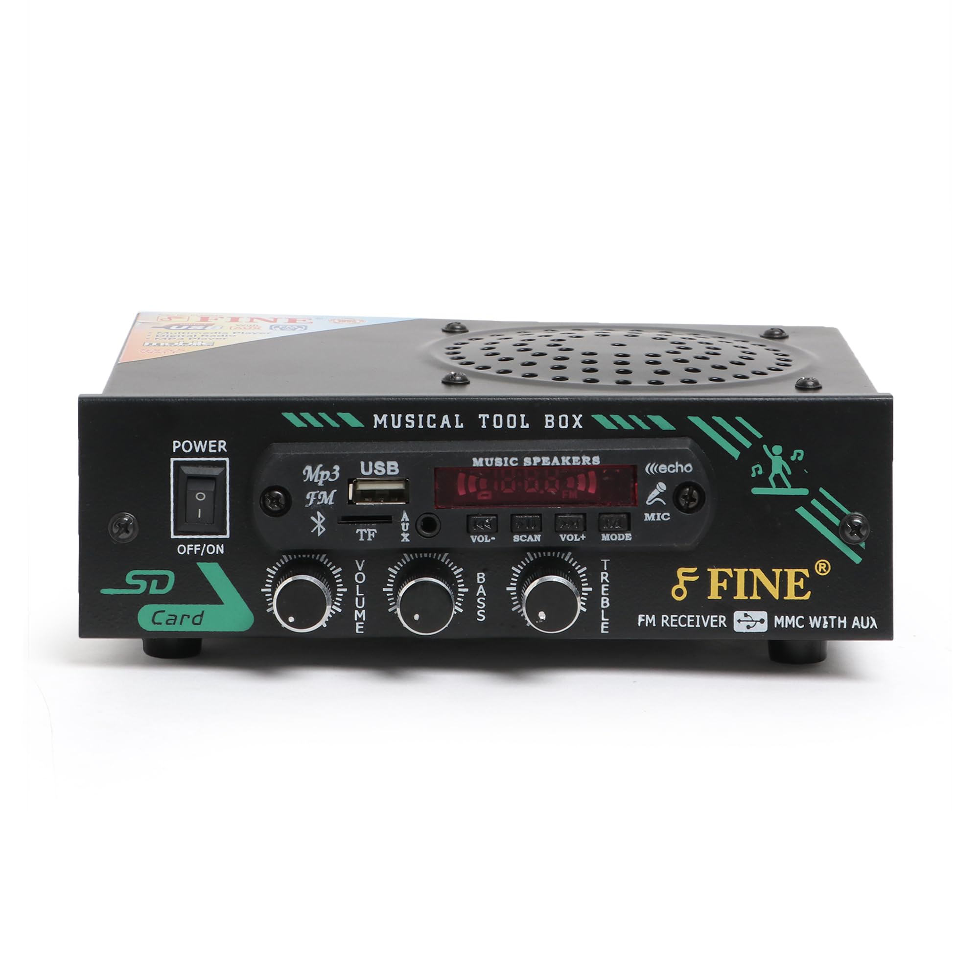 Bluetooth Multimedia Amplifier Player with FM Radio, AUX, USB/SD Input – Home Audio Sound System with Remote Control (Black)