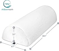 Vista 7 de AllSett Health Almohada Half Moon para piernas, espalda y cabeza (paquete de 2) semi rollo para comodidad de tobillo y pies con algodón blanco