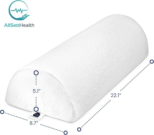 Vista 7 de AllSett Health Almohada Half Moon para piernas, espalda y cabeza (paquete de 2) semi rollo para comodidad de tobillo y pies con algodón blanco