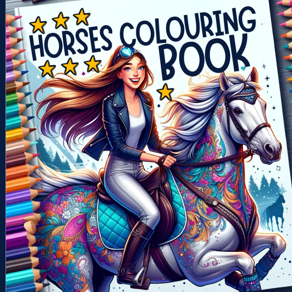 Horses Colouring Book for Girls Ages 8 - 12 Gift for Girls and Teens featurin...