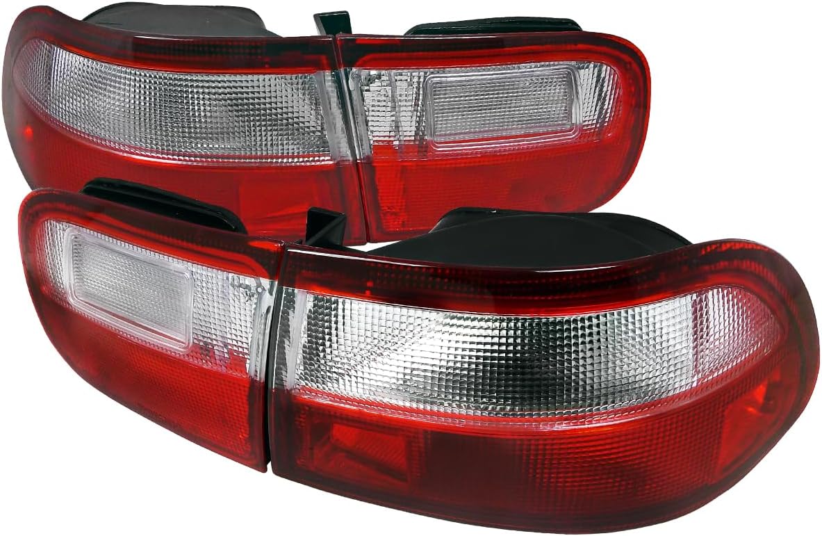 CIVIC COUPE AND SEDAN RED CLEAR TAIL LIGHTS Made for and Compatible with 92-95 HONDA CIVIC