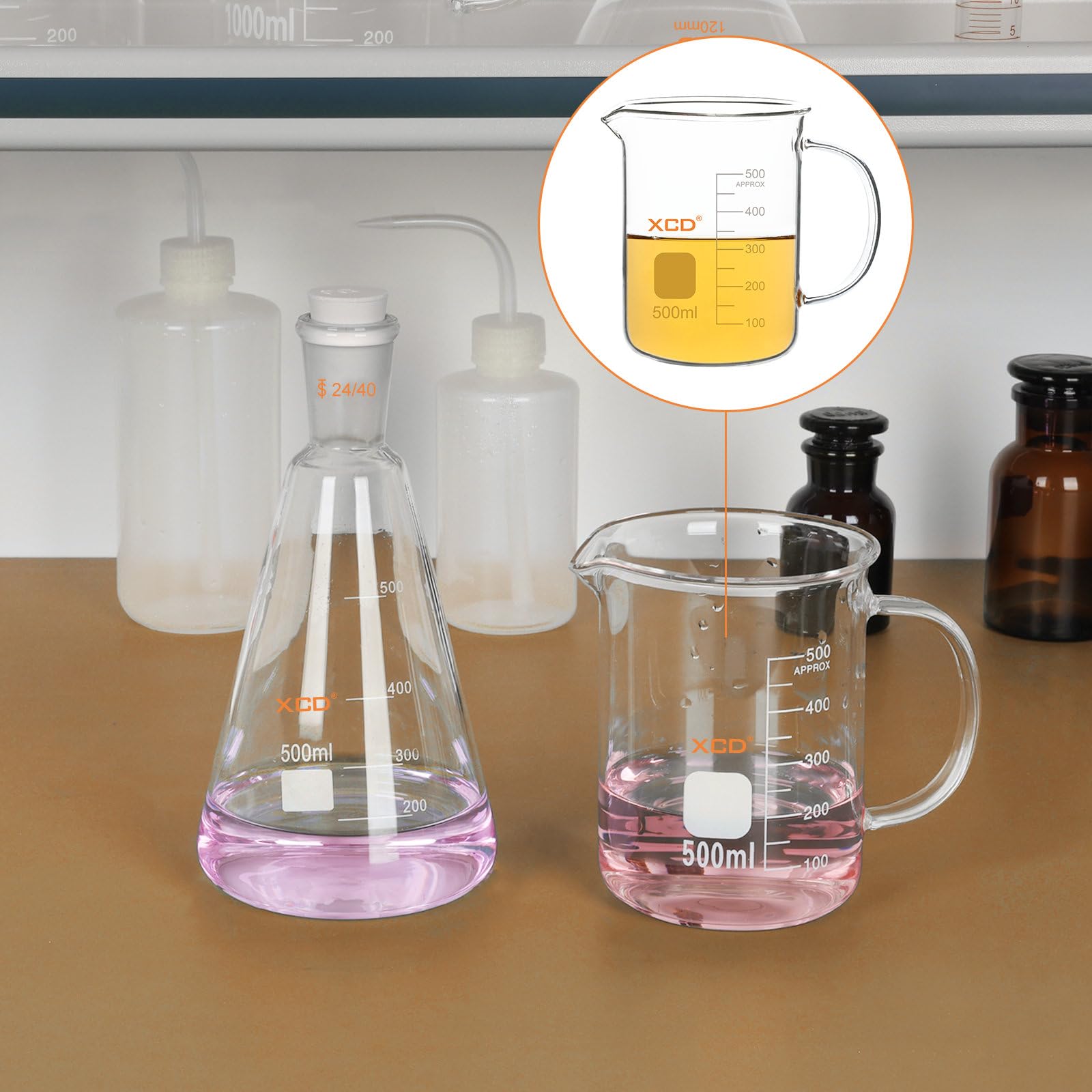 Amazon | XCD ガラスビーカー (1000ml) ホウケイ酸ガラスビーカー ロー