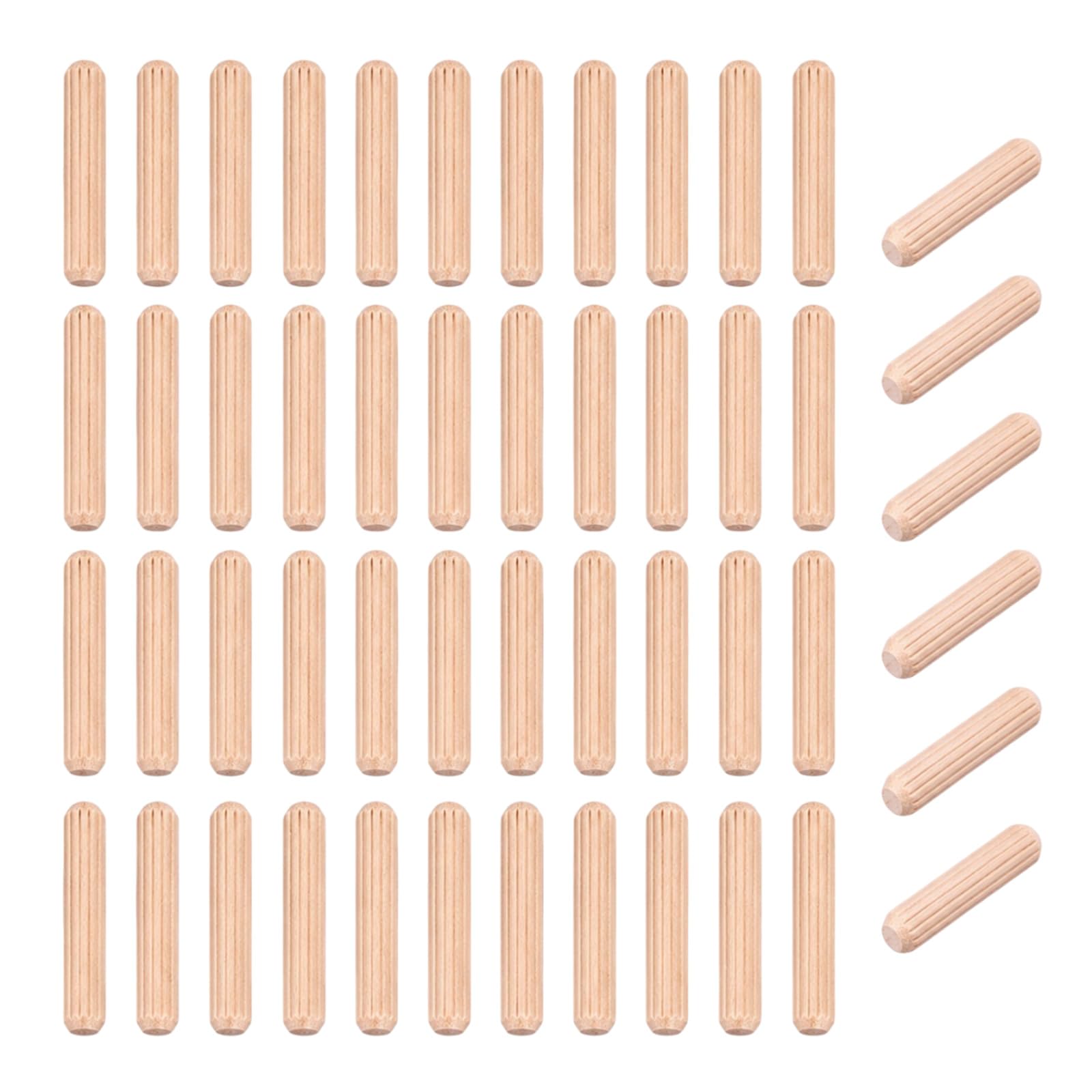 EUQWOSDD 50Pcs M6 x 50mm Wooden Dowel Pins, Grooved Fluted Wood Dowels, 101339 Replacement Dowels for Furniture Assembly, Kallax Cabinet Drawer Craft Woodworking