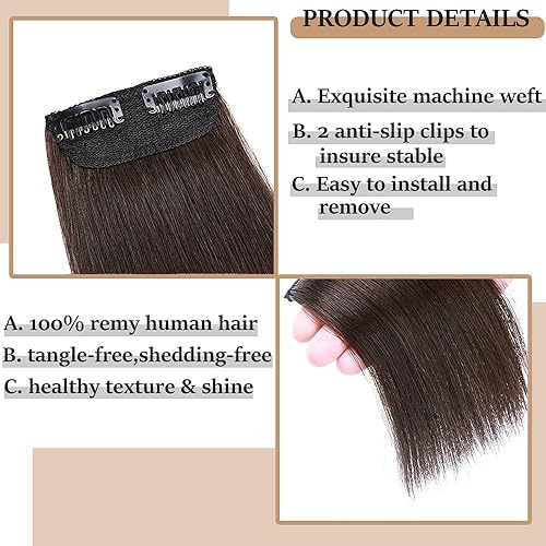 Miniatura 4 de MY-LADY Mini extensiones invisibles de cabello con clip para pelucas de cabello corto, extensiones para cabello fino de 4 pulgadas, color marrón