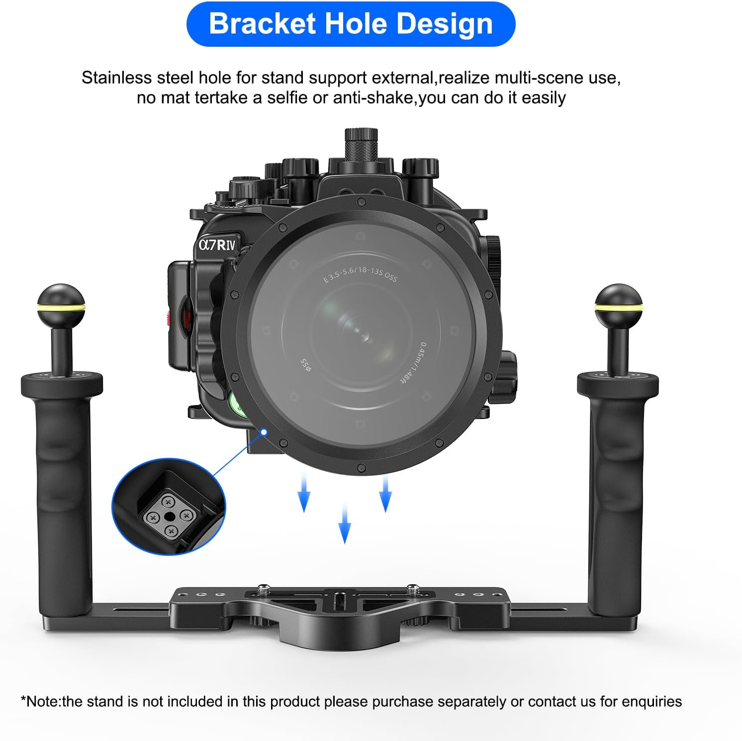 Sea frogs Underwater Camera Case Compatible with Sony A7RV for FE 16-35 F4, FE 28-70 F3.5-5.6 OSS Lens IPX8 40m/130ft Maximum Diving Depth A7R-5 Waterproof Camera Housing for Diving, Surfing A7R-V