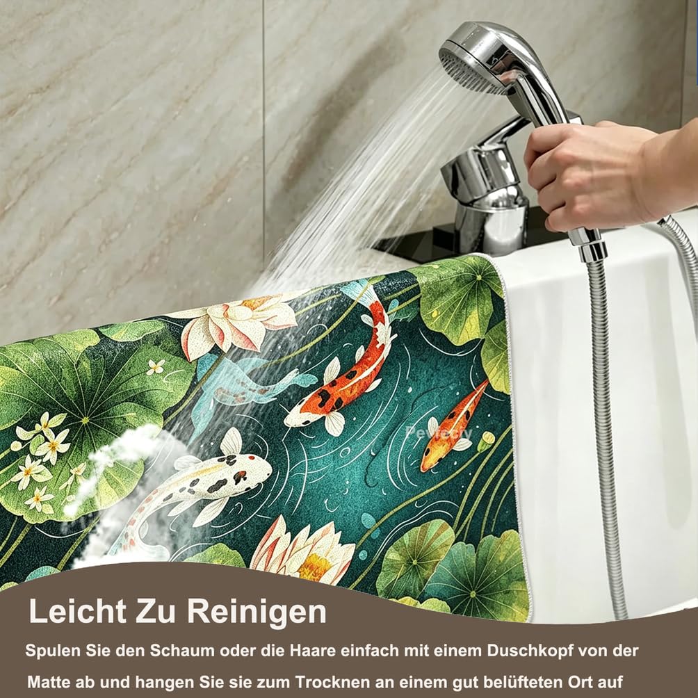 Tappetino da doccia antiscivolo 75X150 cm Motivo a loto Tappeto Doccia antiscivolo Tappeto Bagno Morbido PVC Tappetino Vasca per Bagno e Aree Umide