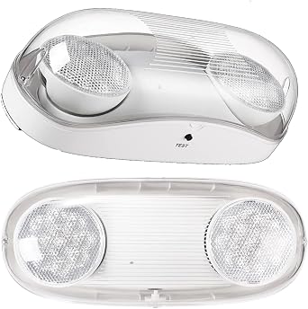 KASTLITE LED Wet Rated Emergency Lights - Commercial Emergency Lights for Power Outages - Adjustable 2-Head Flood Lamps - Fire Resistant - Backup Battery 90 min - Wall Mount, Contractor Standard