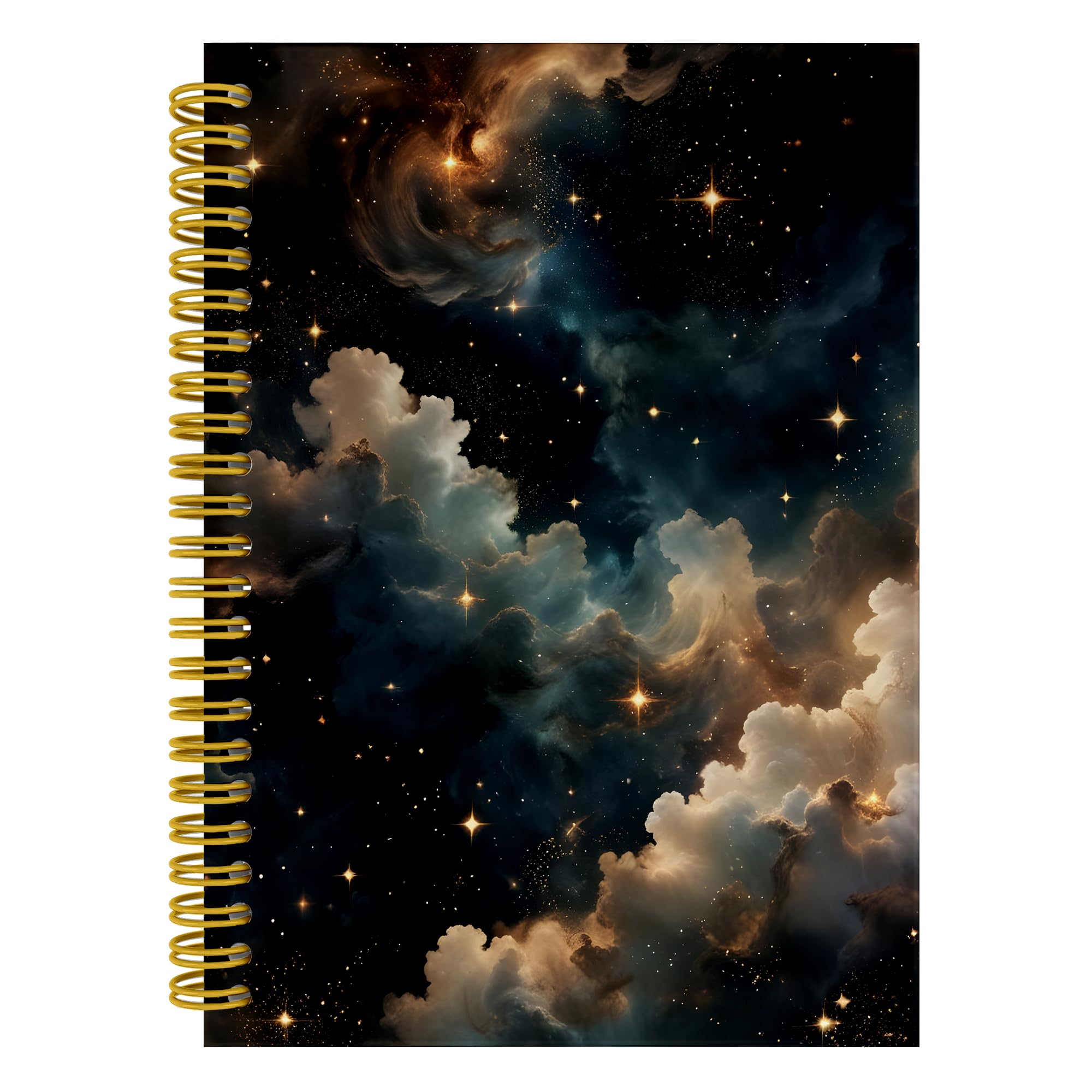 Taccuino con cielo stellato con strega, nebulosa stelle, galassia, diario spaziale per donne e uomini, quaderno a spirale estetico, 5,5 x 8,3, forniture per ufficio e scuola