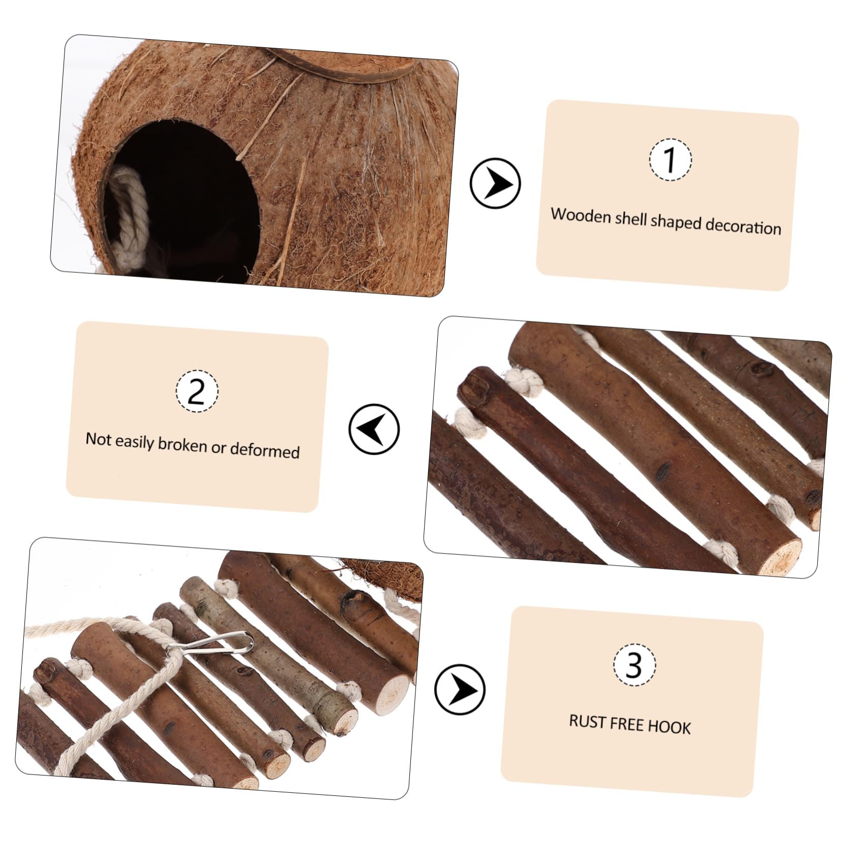 BESPORTBLE Casa para Cangrejo Ermitaño de Cáscara Natural con Escalera Hábitat para Cangrejo Ermitaño Decoración de Terrario para Reptiles Cueva Delicada para Terrario