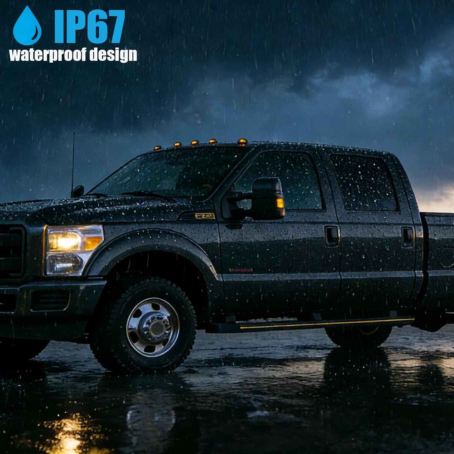 5PCS Amber LED Cab Roof Marker Lights Top Clearance Running Lamps assembly Replacement for 1999-2016 F250 F350 F450 F550 Super Duty 2004-2017 F650 F750 Pickup Truck Smoked Lens