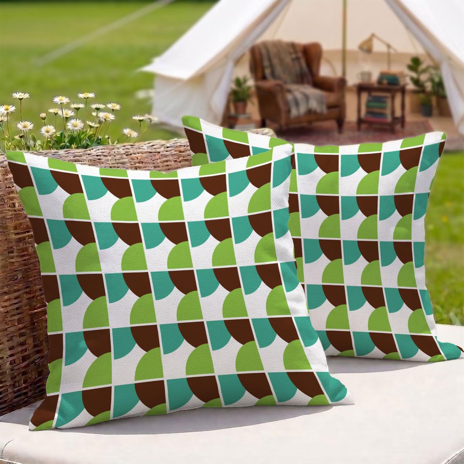 Housses coussin extérieur imperméables de décoration élégante verte