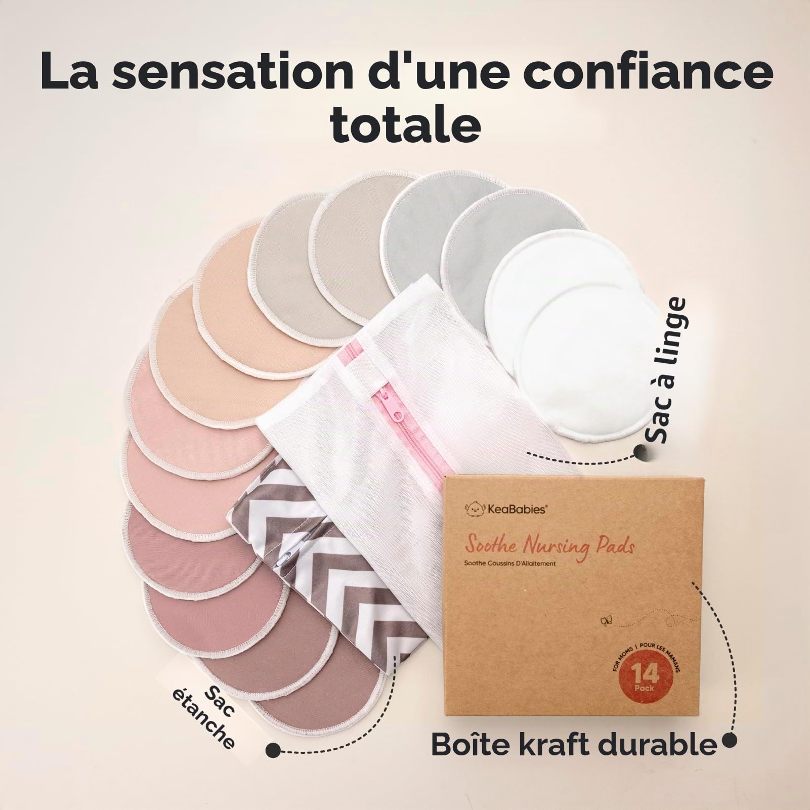 KeaBabies Coussinets d'allaitement Réutilisables pour l'allaitement - 4-Couches Biologique Naturelle Bambou Coussinets d'allaitement - Lavable Coussinets De Maternité (Lovelle, L 12 cm)