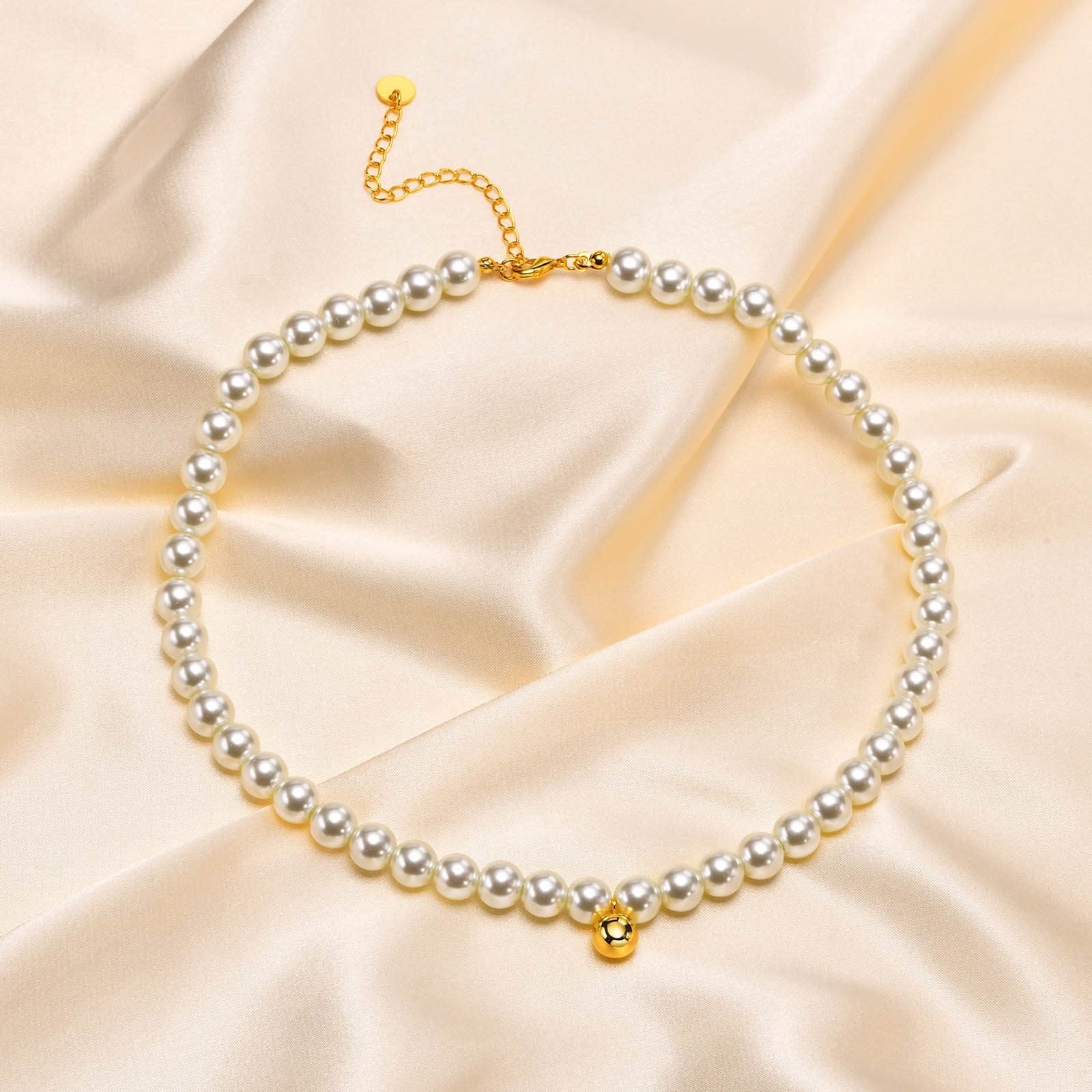 Naszyjniki z kołnierzykiem, perła 6/8 MM pozłacany naszyjnik choker dla kobiet łańcuszek 18 cali