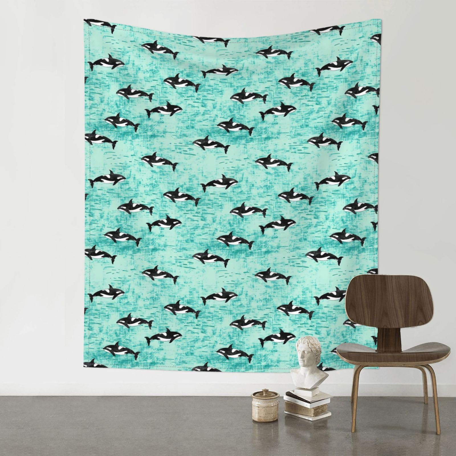 WHJSHOP Pacific Ocean whale Prints 60x51in Wall Tapestry Boho Throw – Durable Polyester Home Decor Dorm Room Beach Blanket