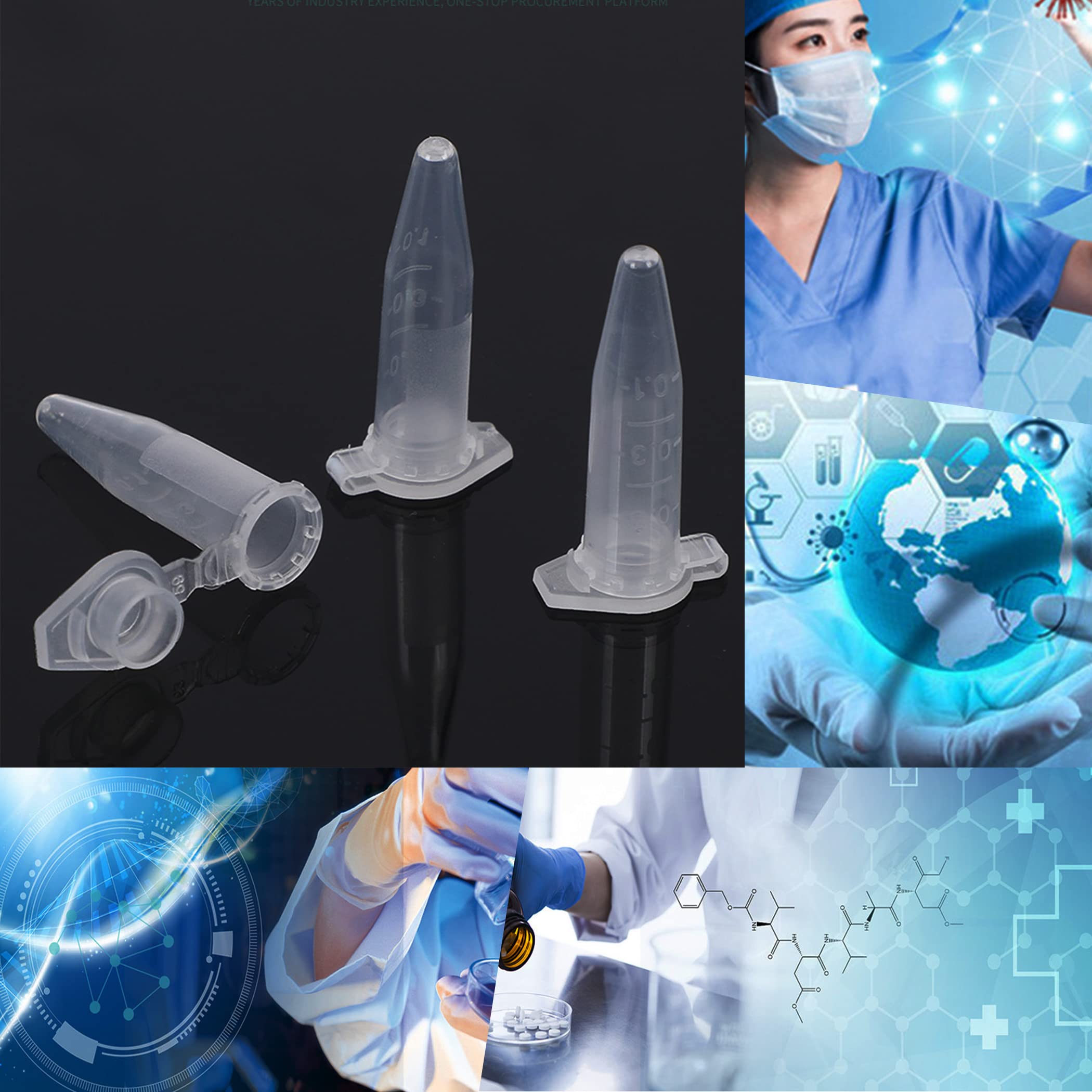 50 Pièces Tubes à Centrifuger de 1,5 ML Micro Tube à Centrifuger en Plastique Micro Tubes à Essai Flacon Plastique Tube à Essai Centrifuge Conique Microtube Adapté à Laboratoires