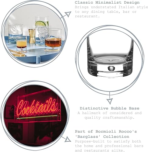 Miniatura 2 de Bormioli Rocco Barglass - Juego de 6 vasos de base pesada, 1.7 onzas, fabricados en Italia.