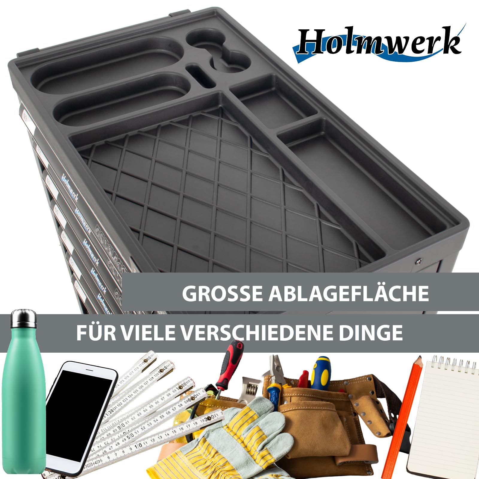 Werkstattwagen ROCKX unbestückt 8 kugelgelagerte Schubladen Vollauszug Softclose 1 Seitentür abschließbar Montagewagen Werkzeugwagen mit 2 Feststellbremsen Schiebegriff