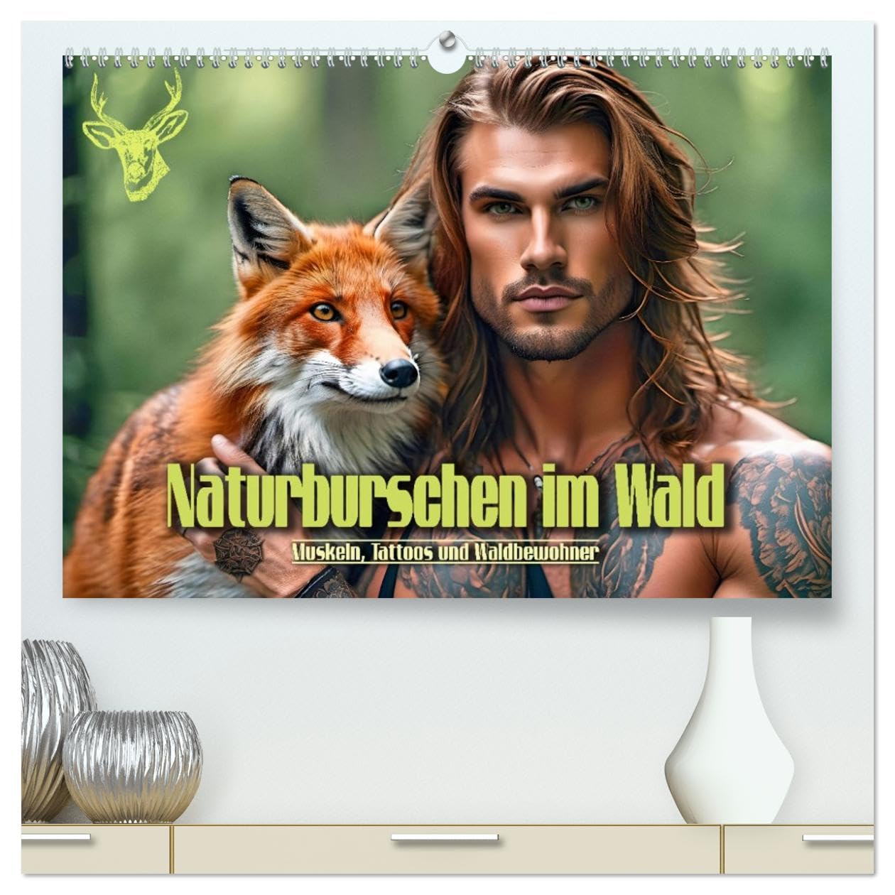 Naturburschen im Wald - Muskeln, Tattoos und Waldbewohner (hochwertiger Premium Wandkalender 2026 DIN A2 quer), Kunstdruck in Hochglanz: Einzigartige ... in tiefen Wäldern (CALVENDO Tiere)